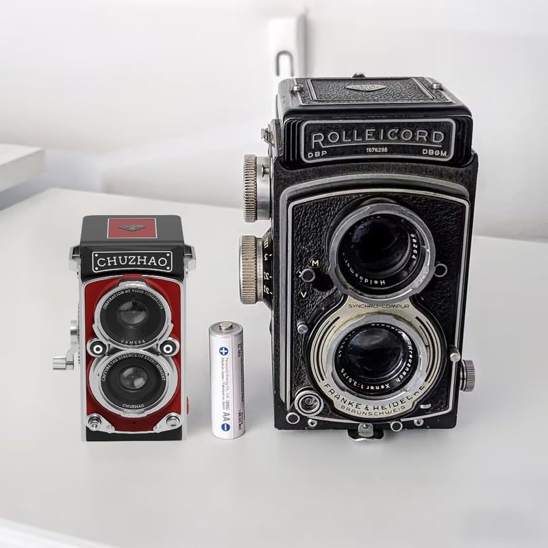 Chocapt CHUZHAO Digital Camera Retro with Time Stamp - Portable Vintage TLR Style 1080p FHD Video 12MP Photos Autofocus Mini Vlogging Camera with 16GB Card for Beginners Teens Adults, Red - Image 4